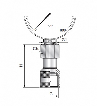 Адаптер под манометр 20141500 BSP 1/4"-M16x1.5